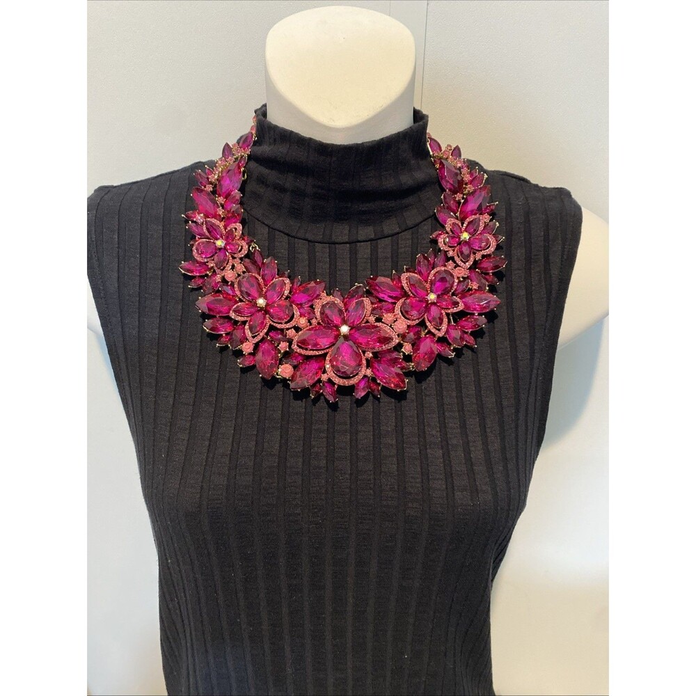 Y2K Jewelry Bling Sparkle Stones Necklace And Earrings Set Party Chunky Shimmer